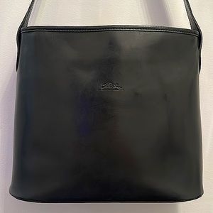 Classic Longchamp Medium Leather Black Shoulder Bag